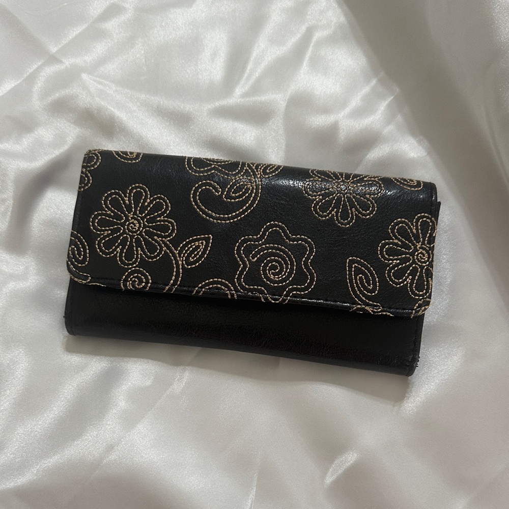 Chic Black Floral Wallet